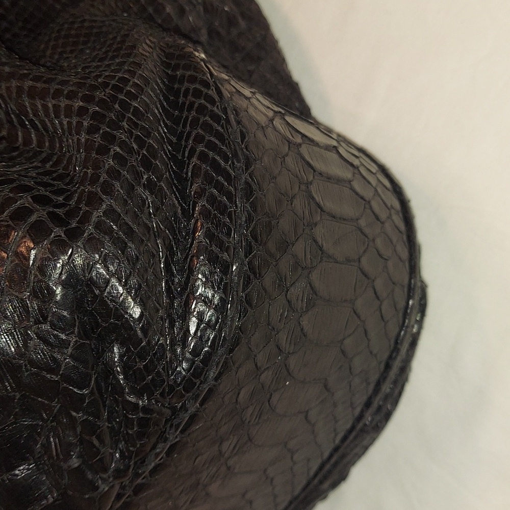 Zagliani Black Shiny Python Soho Slouchy Large Pu… - image 4